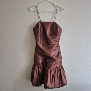 Vintage Brown Ruffle Dress Medium